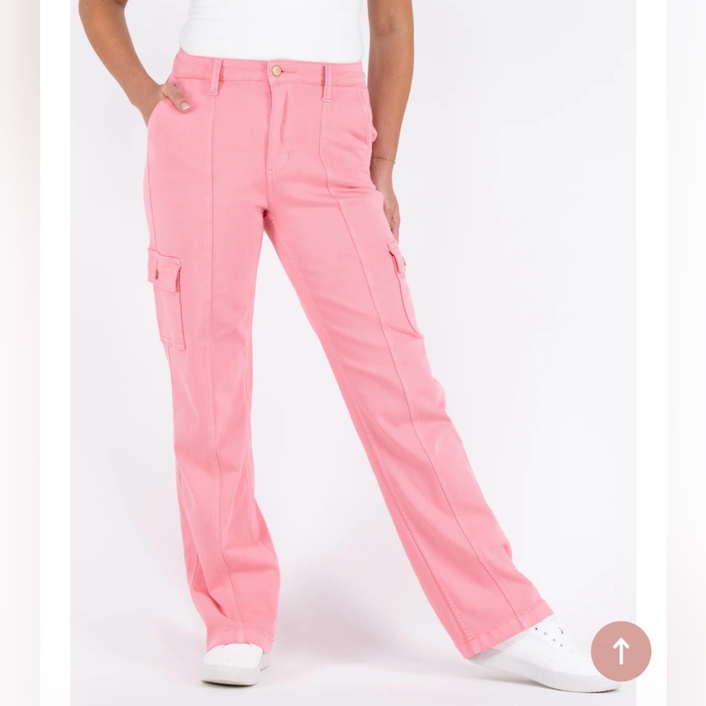 The Rowan from Judy Blue: High-Rise Garment Dyed Straight Leg Cargo Denim